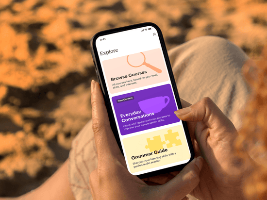 Person using the Babbel app