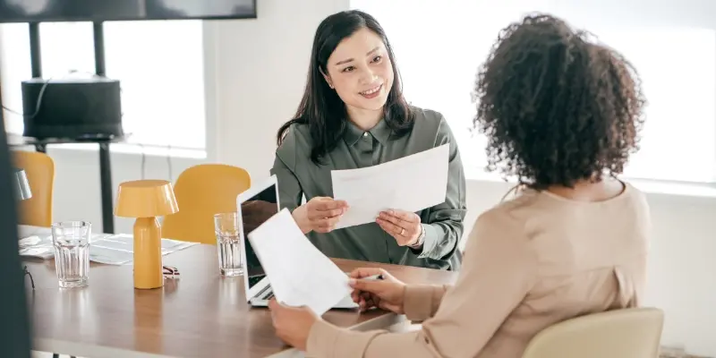 Hiring manager interviewing potential employee