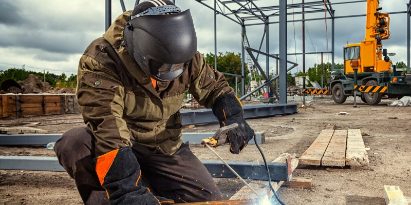 Welder working at a construction site.